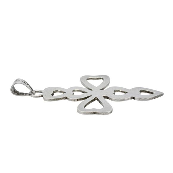 Southwest Mexico Taxco TP-85 Sterling Silver 925 Heart Cutout Cross Pendant - Picture 6 of 8